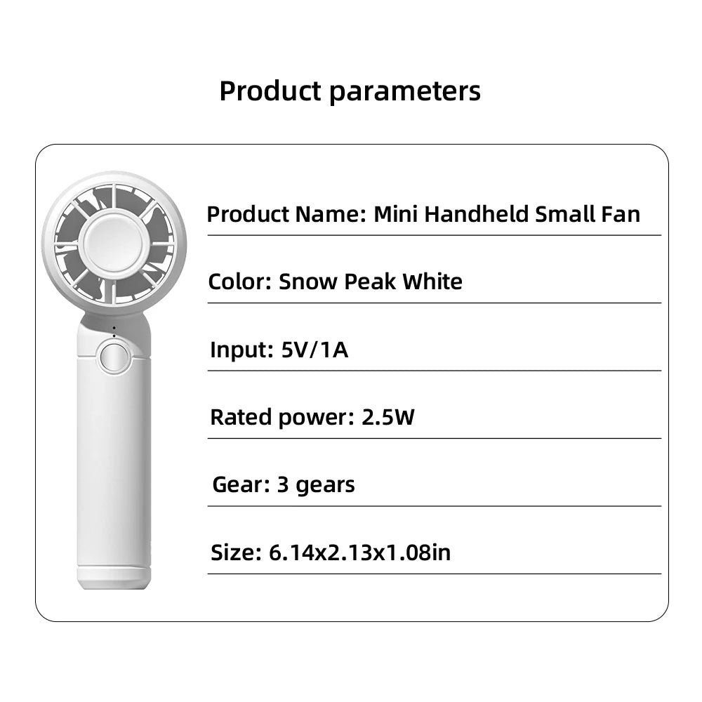 2025 USB Rechargeable Mini Fan – Portable Handheld Cooling Fan for Travel, Office & Outdoor