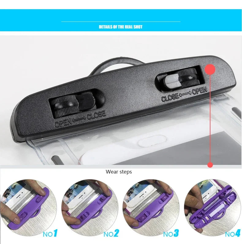 PVC Waterproof Phone Pouch – Luminous Touchscreen Dry Bag with Seal Lock for Swimming & Water Sports