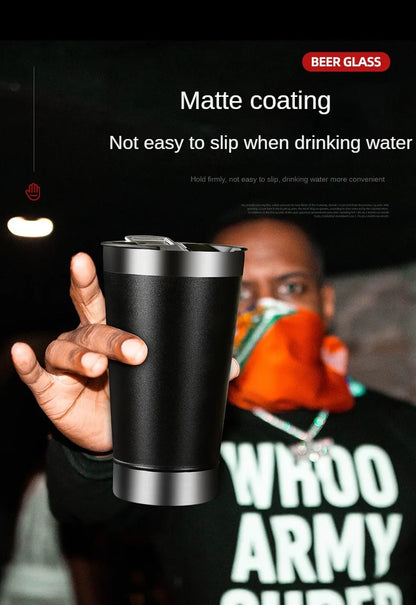 Stainless Steel Insulated Travel Tumbler – Double Wall Hot & Cold Beverage Cup with Bottle Opener