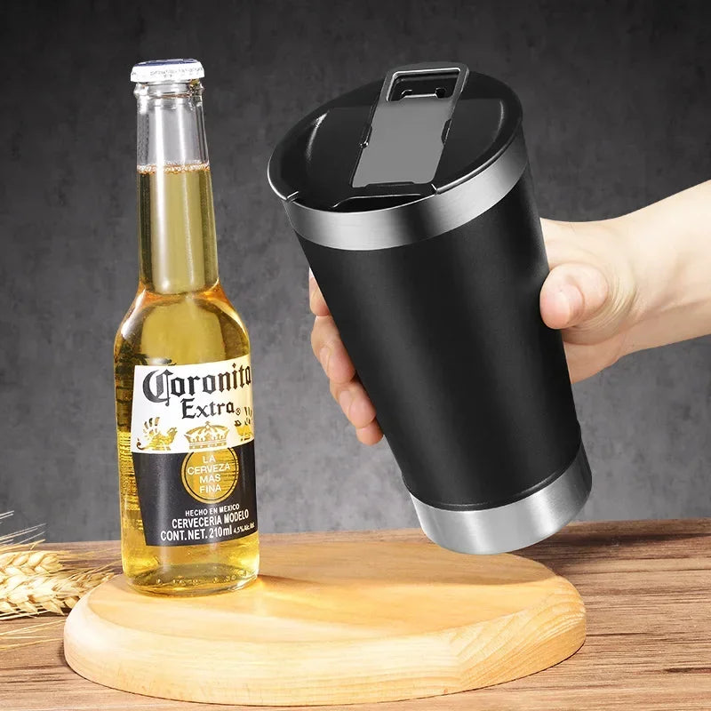Stainless Steel Insulated Travel Tumbler – Double Wall Hot & Cold Beverage Cup with Bottle Opener