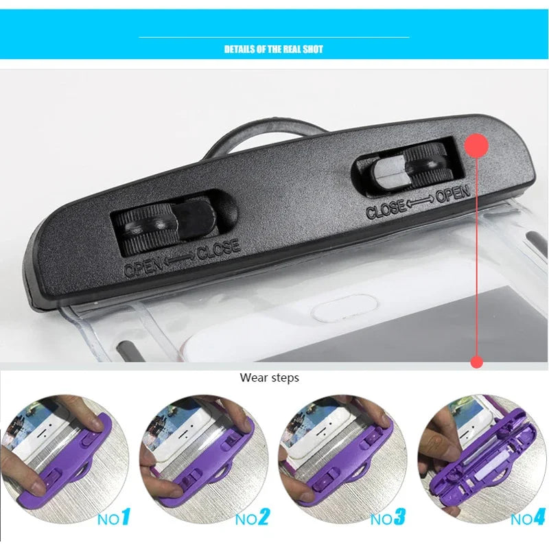PVC Waterproof Phone Pouch – Luminous Touchscreen Dry Bag with Seal Lock for Swimming & Water Sports