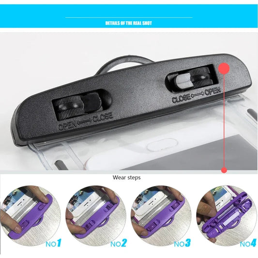 PVC Waterproof Phone Pouch – Luminous Touchscreen Dry Bag with Seal Lock for Swimming & Water Sports