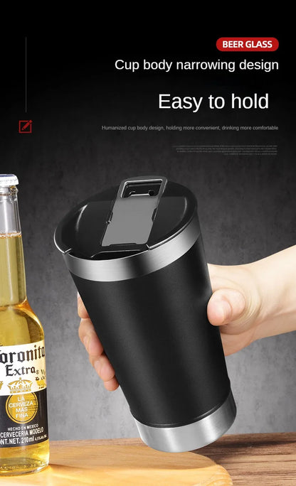 Stainless Steel Insulated Travel Tumbler – Double Wall Hot & Cold Beverage Cup with Bottle Opener