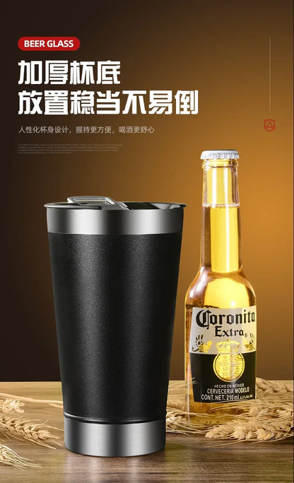 Stainless Steel Insulated Travel Tumbler – Double Wall Hot & Cold Beverage Cup with Bottle Opener