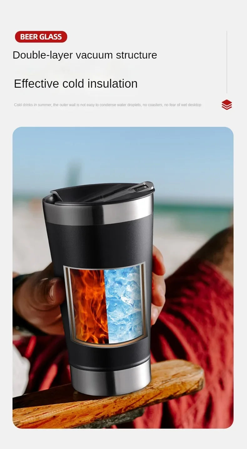 Stainless Steel Insulated Travel Tumbler – Double Wall Hot & Cold Beverage Cup with Bottle Opener