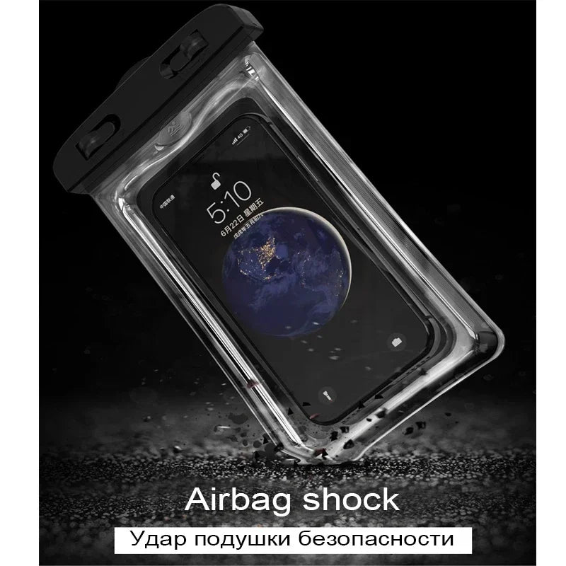 PVC Waterproof Phone Pouch – Luminous Touchscreen Dry Bag with Seal Lock for Swimming & Water Sports
