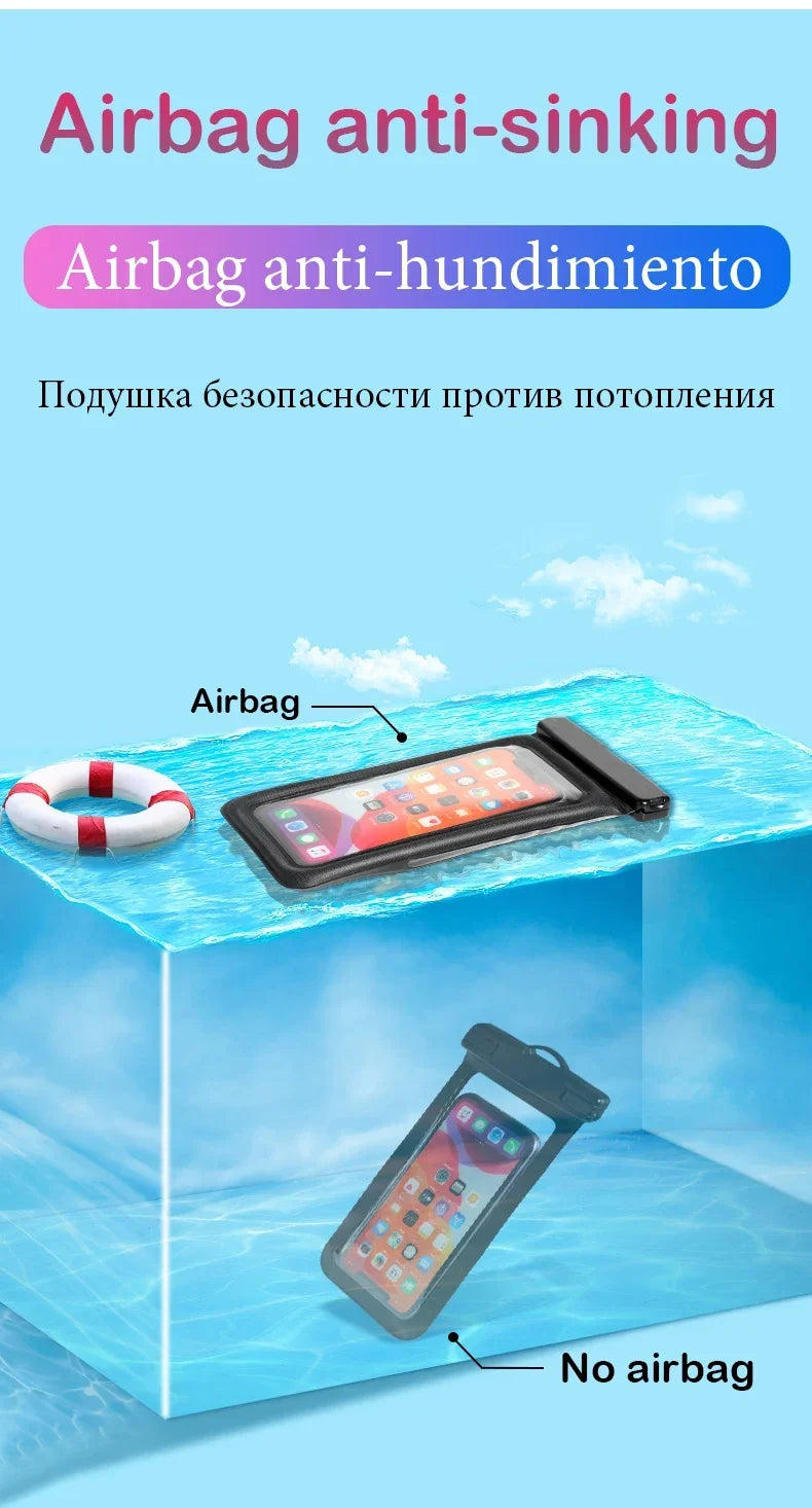 PVC Waterproof Phone Pouch – Luminous Touchscreen Dry Bag with Seal Lock for Swimming & Water Sports