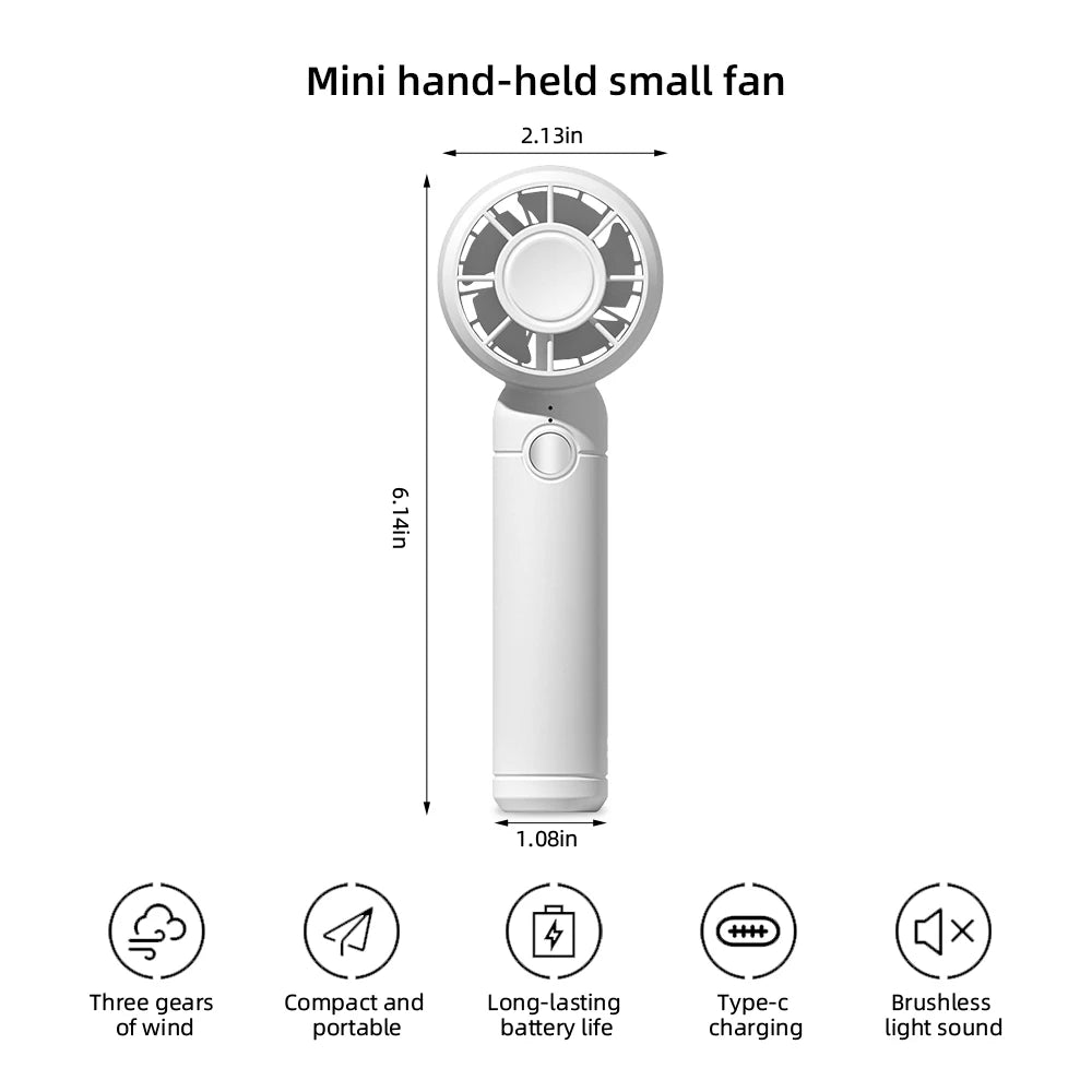 2025 USB Rechargeable Mini Fan – Portable Handheld Cooling Fan for Travel, Office & Outdoor
