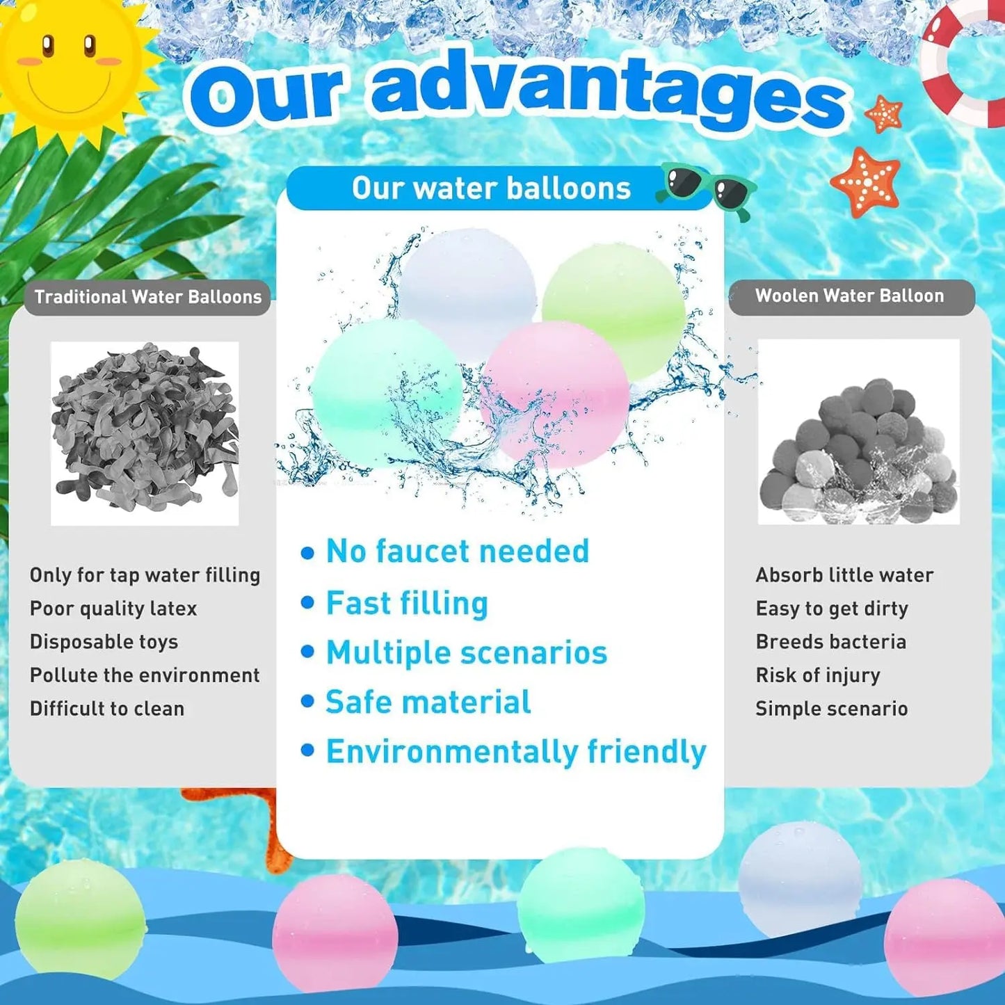 Reusable Silicone Water Balloons – Fun Summer Beach & Pool Toy for Kids